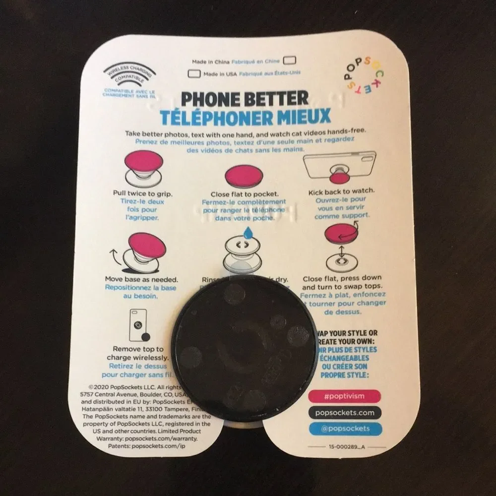 PopSocket Phone Grip Graphic Giraffe on Black - Picture 2 of 2